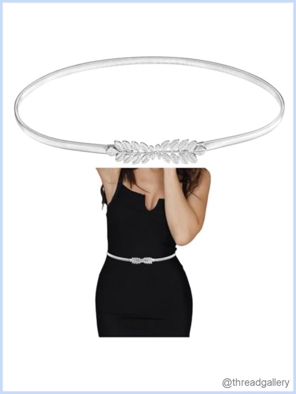 Women Elastic Skinny Waist Belt Metal Thin Dress Stretch Chain Belt